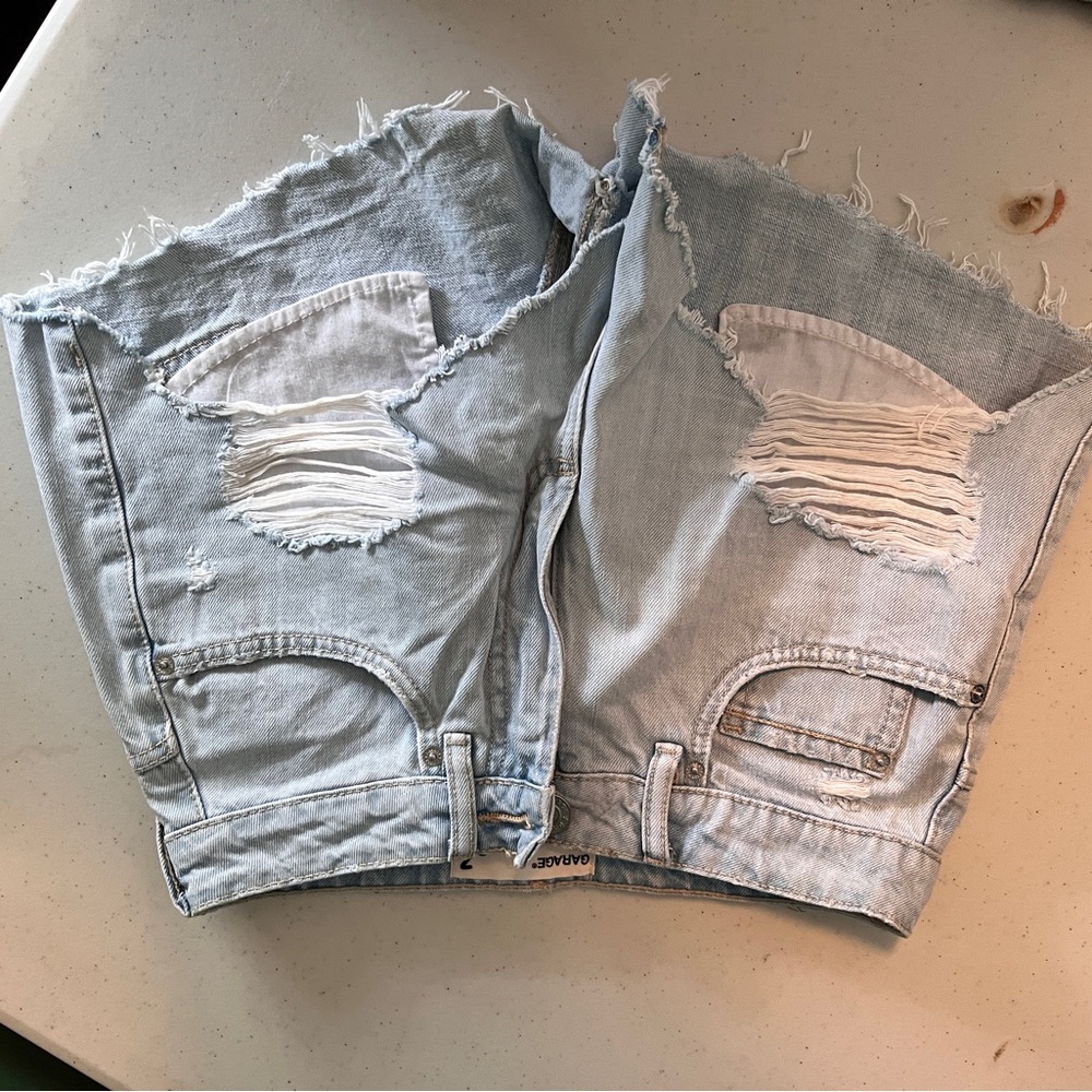 Garage Light Blue High Waist Denim Shorts